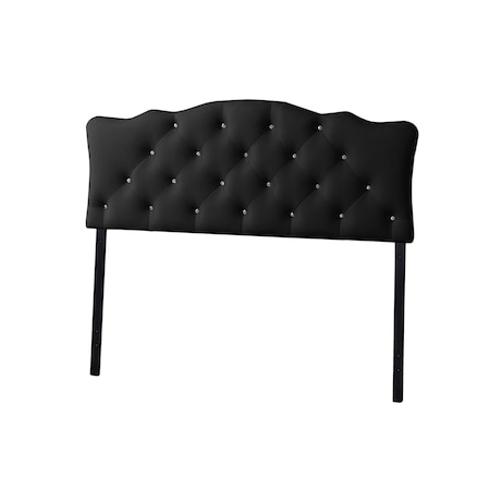 Baxton Studio Rita Queen Size Black Faux Leather Upholstered Button-tufted Headboard 118-6418
